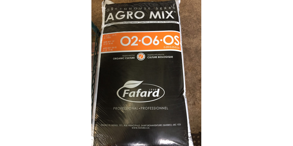 Sac de terre, Agro Mix 02 Bio de Fafard  24kg/85L (pour Pousse et micropousse)